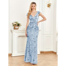 Elegant Beaded Mature Sleeveless Mermaid Dress for Summer Party Evening Formal High-End Luxury Bridesman Gown V Neck Wedding Sexy Tank Long Skirt