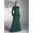 Emerald Green Sequin & Beaded Long Sleeve Bridesmaid Gown - Elegant Stand Collar Evening Dress for Weddings, Prom, Formal Events - All-Season Polyester Evening Dress for Women, Wedding Guest Attire | Sophisticated Bridesmaid Dress | Sequin Embellishments