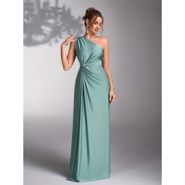 Women's Elegant Wedding Formal gown - One-Shoulder Mermaid Party Dress, Formal Events, Hand Washable - Bridal Party, Prom, Evening Ceremony Attire, Prom Dress, Quality Construction, Medium Stretch Fabric