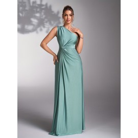 Women's Elegant Wedding Formal gown - One-Shoulder Mermaid Party Dress, Formal Events, Hand Washable - Bridal Party, Prom, Evening Ceremony Attire, Prom Dress, Quality Construction, Medium Stretch Fabric