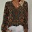 [Elegant Bohemian Sweater] Elegant Bohemian Women's V-Neck Long Sleeve Sweater | All-Season Floral Digital Print Pullover for Office, Streetwear & Home - Versatile Casual Chic Top