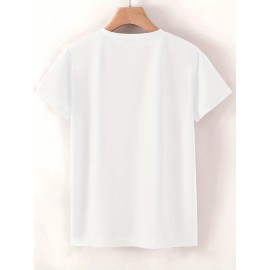 [3pcs Retro Tees] 3pcs Retro Love Heart Graphic Tees | Casual Short Sleeve Women's T-Shirts in Beige, Red & Orange with Golden Accents, Soft Polyester Blend