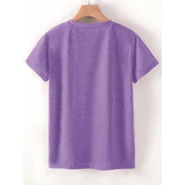 Creative Moon Cat Pattern Three-Piece Set: Family, Friends, Sisters - Printed Fashion Retro Style Women's Summer Casual Sporty Round Neck Short Sleeve T-Shirt in Multiple Colors