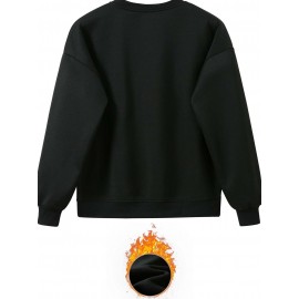 Letter Print Two Piece Set, Crew Neck Sweatshirt & Pants, Women's Clothing