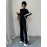 2pcs Women'S Fashion Striped Contrast Color Round Neck T-Shirt and Long Pants Set, Casual Style, Long Sleeve, Loose Fit, Fall/Winter Collection, Pullover Top, Regular Fit, No Belt, Casual Attire|Striped Pattern|Loose Fit Pants