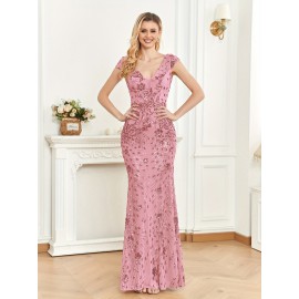 Elegant Beaded Mature Sleeveless Mermaid Dress for Summer Party Evening Formal High-End Luxury Bridesman Gown V Neck Wedding Sexy Tank Long Skirt